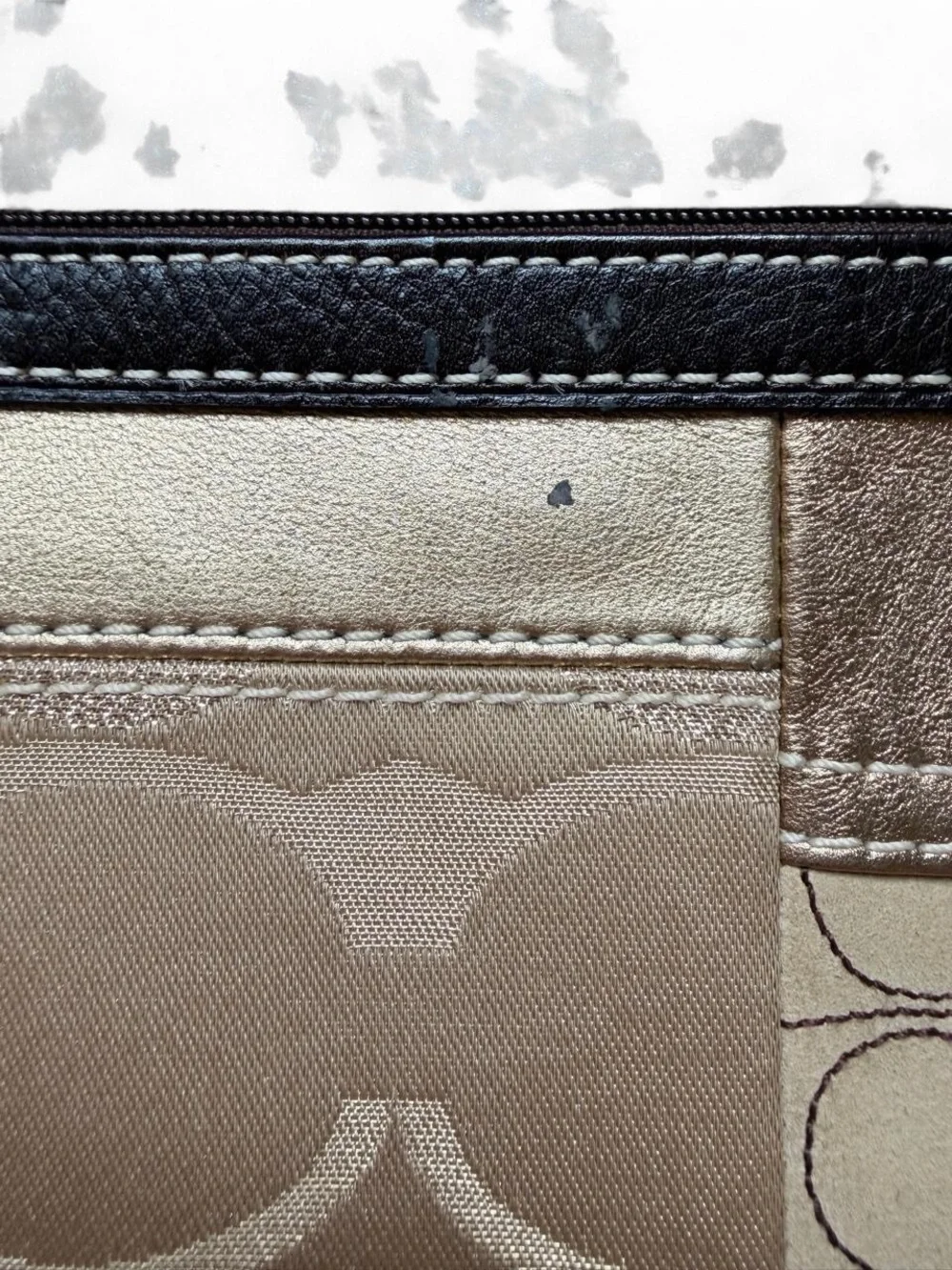 Coach Metallic Patchwork Wristlet - Gold